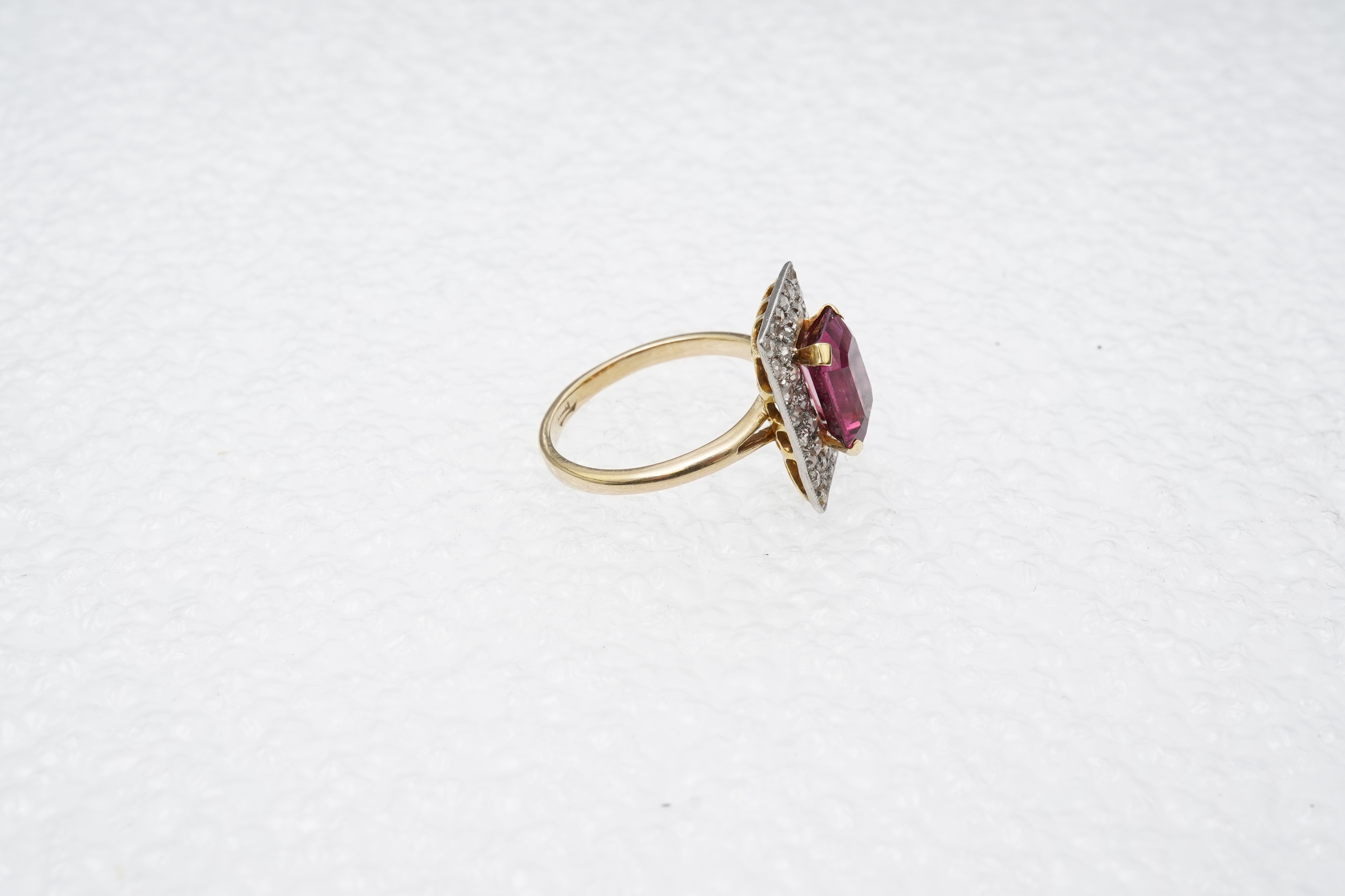 A pink tourmaline and diamond ring